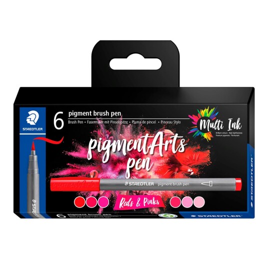 Staedtler Pigment Arts Brush Pen 6 farger Røde og rosa Staedtler Pigment Arts Brush Pen 6 farger Røde og rosa