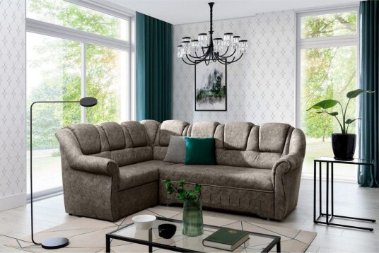 Seksjonssofa Eltap Lord II 243x195x112 cm Dora 22 Brun Venstre