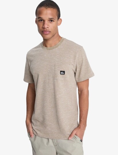 Quiksilver Lopaz Striped Ss Pocket   Beige   S