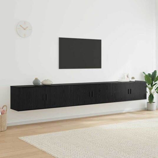 Veggmontert TV hylle sett 3 pcs Svart Eik 100 x 34,5 x 40 cm Veggmontert TV hylle sett 3 pcs Svart Eik 100 x 34,5 x 40 cm