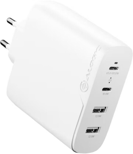 ALOGIC 100W GaN Vegglader med 4 USB-porter og 2m kabel - Hvit ALOGIC 100W GaN Vegglader med 4 USB-porter og 2m kabel - Hvit