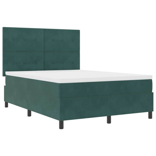 Box Spring Seng med Madrass Mørkegrønn 140x200 cm Fløyel 3339839