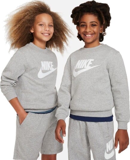 Nike Genser NSW Club Fleece   Mørkegrå/Hvit Barn størrelse S: 128 137 cm