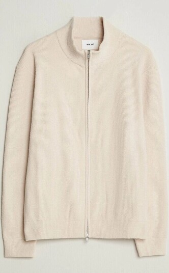 NN07 Danny Rib Knitted Full Zip Ivory