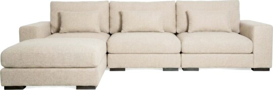 Dubai Ekstra dyp 4 seters modulsofa med divan høyre i stoff ekstra dyp   Lys beige