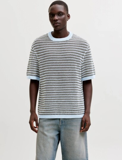 Jack & Jones Jorcarlo Knit Crew Neck Styd Ss26 Blue XL