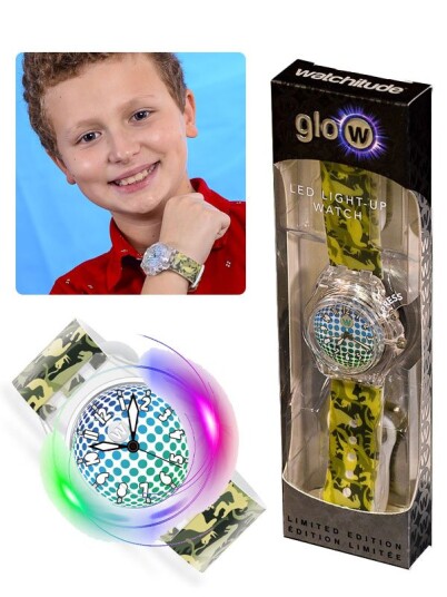 Watchitude Glow Light Up Watch Dino Camo armbåndsur analog klokke med LED-lys