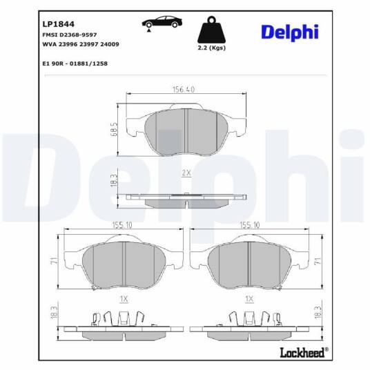 Bremseklosser DELPHI LP1844 Bremseklosser DELPHI LP1844