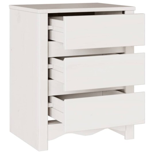  Nattbord "DRAMMEN" Hvit 45x35x56 cm Massivt Tre Furu