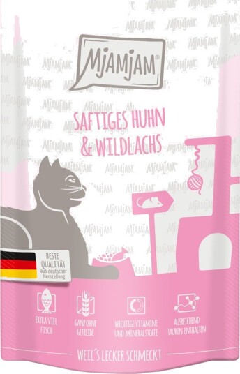 Mjamjam Våtfôr Sparepakke Quetschie Saftig Og Villaks Kylling 24 X 125 G