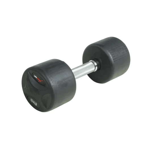 Lifemaxx fast manual 10 kg - Rund manual med riflet grep - Laget av støpejern kledd med gummi - For crossfit og styrketrening Lifemaxx fast manual 10 kg - Rund manual med riflet grep - Laget av støpejern kledd med gummi - For crossfit og styrketrening