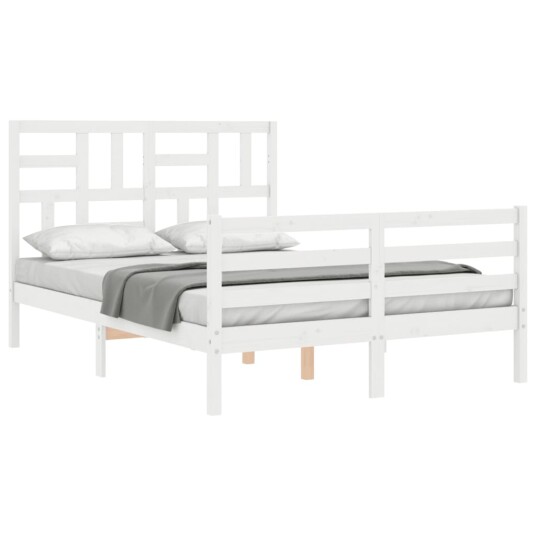  Sengeramme med hodegavl hvit 140x190 cm heltre
