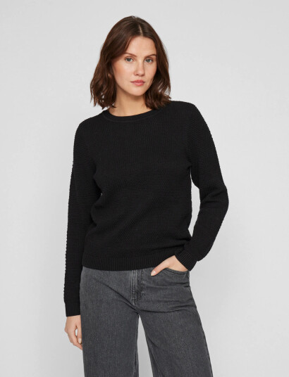 Vila Vidalo O-Neck L/S Knit Top- Noos - Black - L