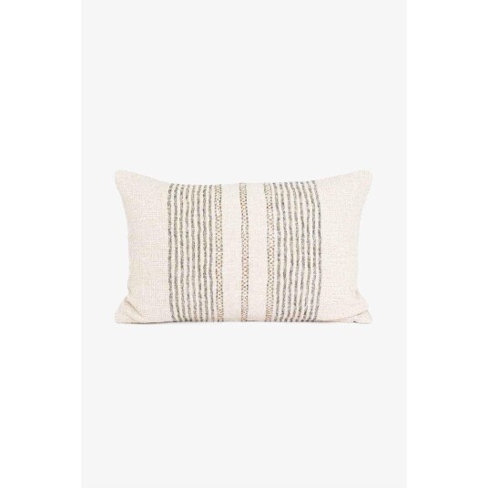 Lama Pute Trentino med striper bomull/lin Beige svarte 40x60 cm