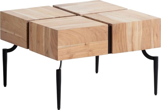 Sofabord Wohnling massivt tre 60 cm kube kvadratisk moderne stil lys brun lys brun Sofabord Wohnling massivt tre 60 cm kube kvadratisk moderne stil lys brun lys brun