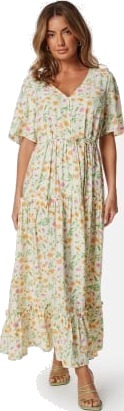 Object Collectors Item Objlorena New S/S LONG DRESS Sandshell Aop:flower 40