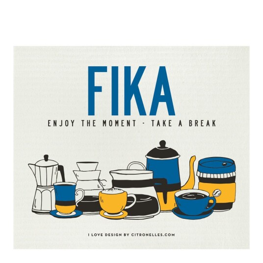 Citronelles Fika oppvaskklut 20x18 cm retro blå/gul