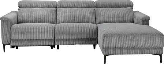 Reclinersofa med hjørne Loft24 Hjørnesofa Loft24 Lund med elektrisk recliner Grå Høyrevendt
