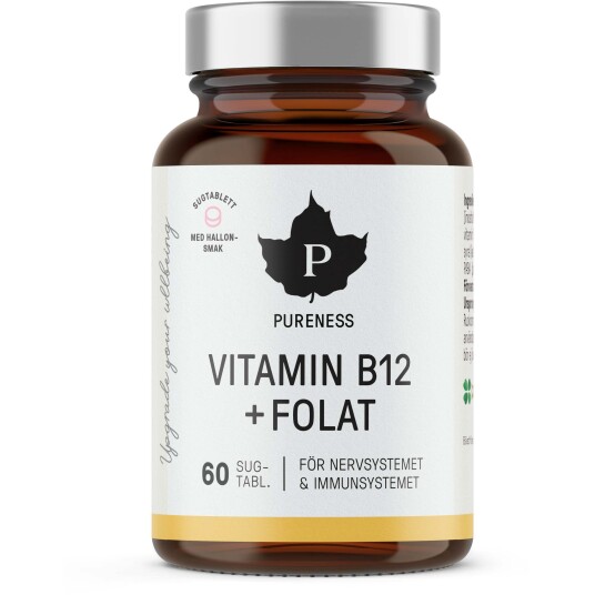 Pureness Vitamin B12 + Folat Hallon  60 stk