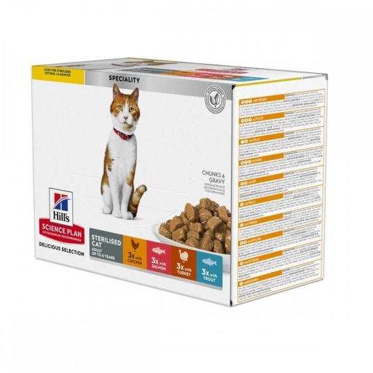 Hill's Science Plan Sterilised Kattemat med Kylling, Laks, Kalkun, Ørret 12x85 g