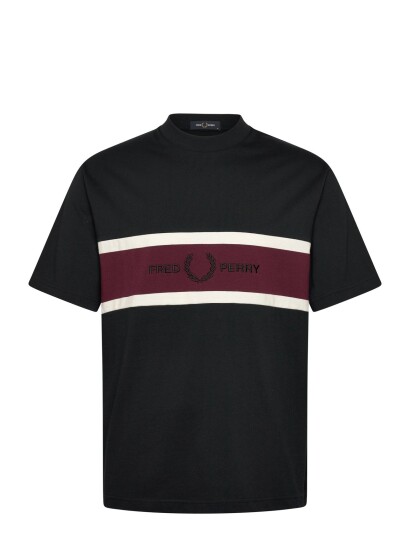 Fred Perry Embroidered Panel Tee Black L
