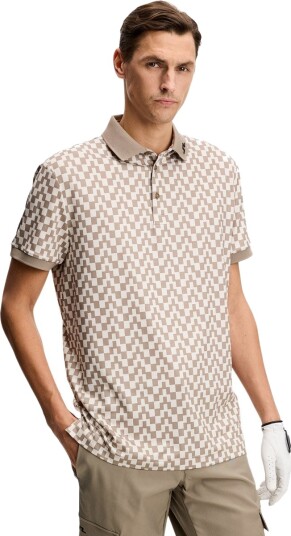 J.LINDEBERG Tour Tech Print Golf Polo T skjorte Herre Beige XL