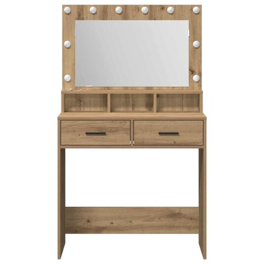  Sminkebord med LED lamper i Artisan Eik 79x41x135 cm