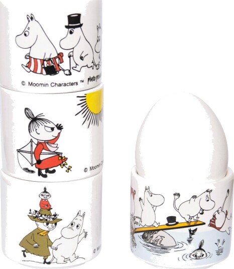 PlutoDesign Mummi farge eggeglass 4 deler Hvit med motiv PlutoDesign Mummi farge eggeglass 4 deler Hvit med motiv