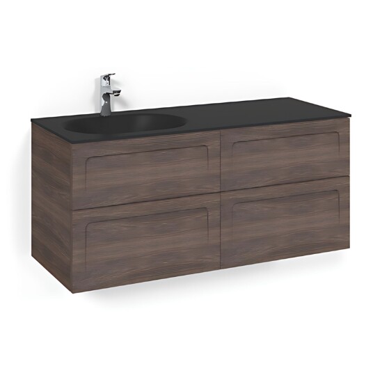 Macro Design Crown Servantskap 4-skuff - med Venstre Glasservant 120cm Brun ask / Shape Glass Edge Svart Macro Design Crown Servantskap 4-skuff - med Venstre Glasservant 120cm Brun ask / Shape Glass Edge Svart