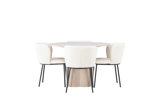 Venture Design Olivia & Edina spisegruppe Hvit/whitewash 4 stoler & bord 110 cm