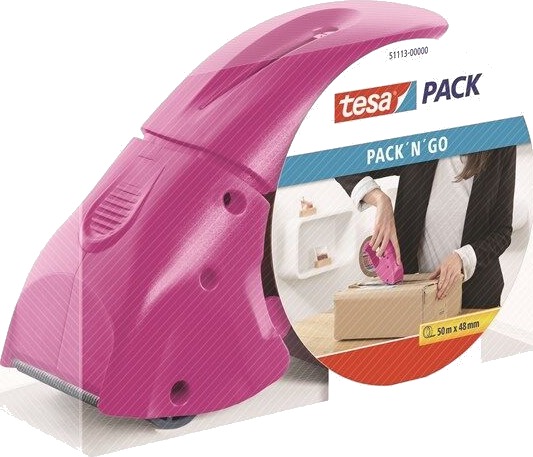 tesa Hand dispenser Pack-n-go for packaging tape Rosa tesa Hand dispenser Pack-n-go for packaging tape Rosa
