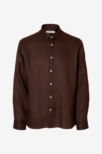 Selected Men Skjorte slhRegkylian linen Shirt LS Classic Brun