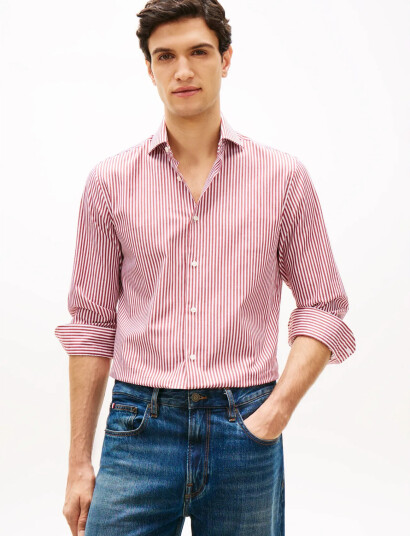 Tommy Hilfiger Dc Flex Collar Clssc Strp Shirt Red R/45 Tommy Hilfiger Dc Flex Collar Clssc Strp Shirt Red R/45