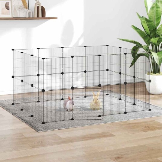 Vidaxl Dyrebur 28 Paneler Med Dør Svart 35X35 cm Stål