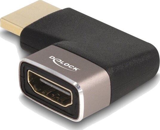 Delock High Speed Hdmi Adapter Med Ethernet Hdmi Hann Til Hdmi Hunn Høyrevinklet Svart/Grå 8 K 60 Hz 7680 X 4320 Støtte