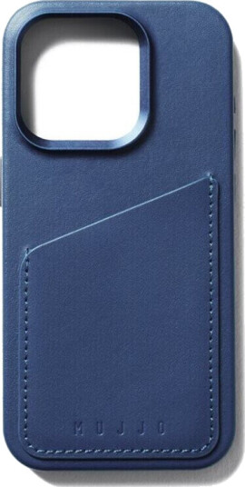 Mujjo Iphone 15 Pro Deksel Full Leather Wallet Case Magsafe Monaco Blue