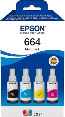 Epson EcoTank 664 / 4-Pack (Black Yellow Cyan Magenta) Ink - Blekkpatron Blå Epson EcoTank 664 / 4-Pack (Black Yellow Cyan Magenta) Ink - Blekkpatron Blå