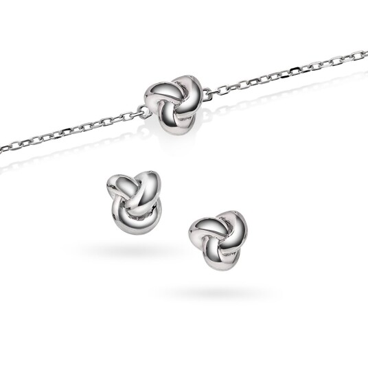 Pan Jewelry Smykkesett med øredobber og armbånd i 925 sølv med knute