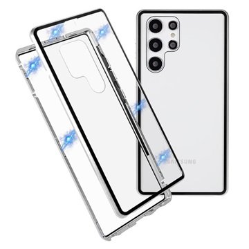 Samsung Galaxy S22 Ultra 5G Magnetisk Deksel med Herdet Glass Sølv