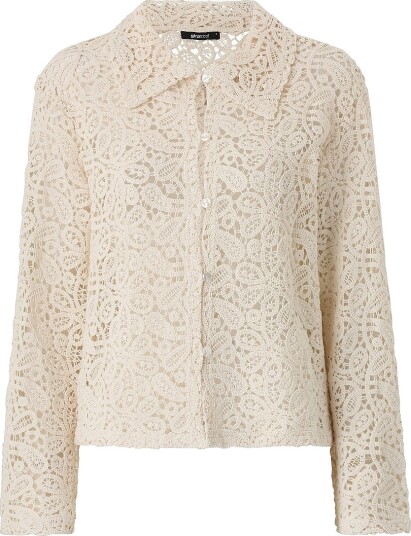 Gina Tricot Kardigan Knitted Crochet Shirt Beige Gina Tricot Kardigan Knitted Crochet Shirt Beige