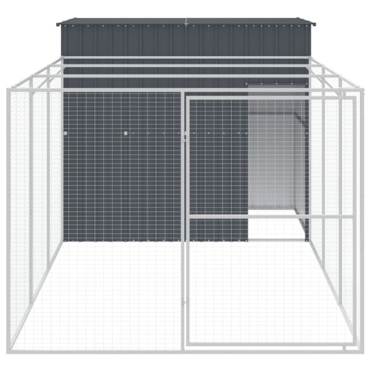 Vidaxl Hundehus Med Gård Antrasitt 214X457X181 cm Galvanisert Stål