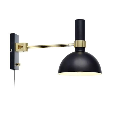 Markslöjd Larry Vegglampe 1L Svart/Børstet messing Markslöjd Larry Vegglampe 1L Svart/Børstet messing