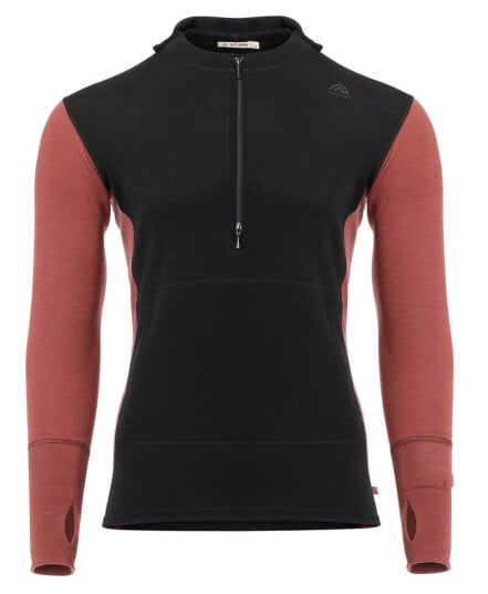 Aclima Warmwool Hoodsweater W/zip M's Jet Black / Spiced Apple 2XL