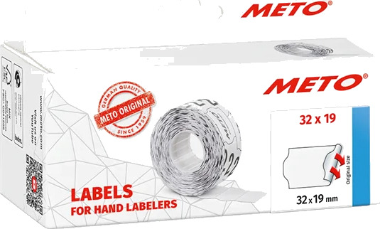 METO Prisetiketter, 32x19mm, hvit, 5rl/1000