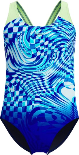 Speedo Badedrakt Splashback Deep Sapphire/Pale Clover Speedo 7 8 år 122 128 Badetøy Blå