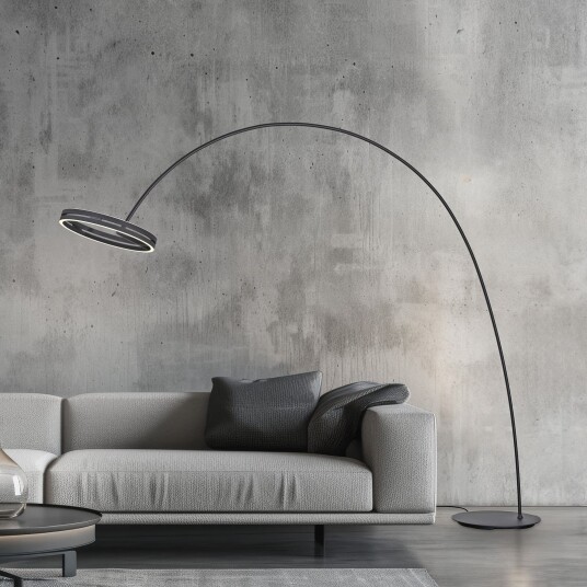 Loop Bow LED gulvlampe svart utstrekning 290 cm CCT – PURE   Stue   Moderne   Metall   Med en lyskilde