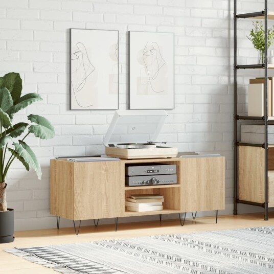 Hifi benk sonoma eik 121x38x48 cm konstruert tre