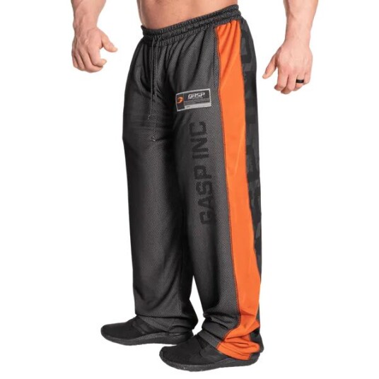 Gasp No1 Mesh Pant, sort/oransje treningsbukse Gasp No1 Mesh Pant, sort/oransje treningsbukse