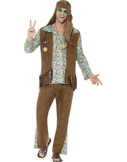 Smiffys 60 talls Hippiekostyme til Mann 5 Deler Strl M