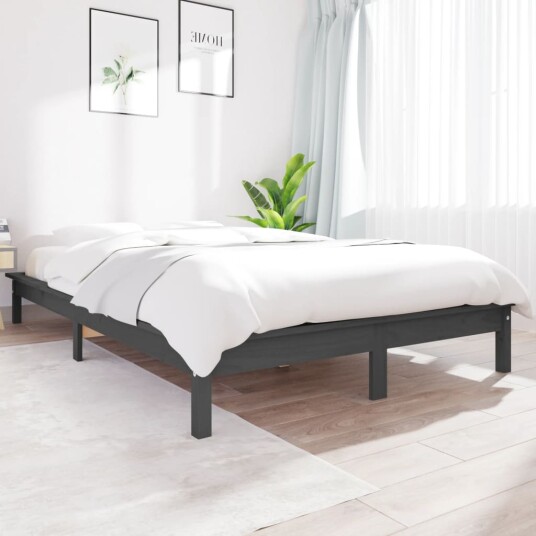 vidaXL Sengeramme grå 140x190 cm heltre furu vidaXL Sengeramme grå 140x190 cm heltre furu